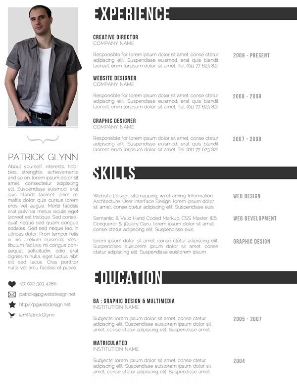 download curriculum vitae photoshop template